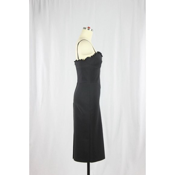 GRETA CONSTANTINE Faelyn Navy Neoprene Ruffle Trim Sheath Dress, Size XS - Picture 2 of 14